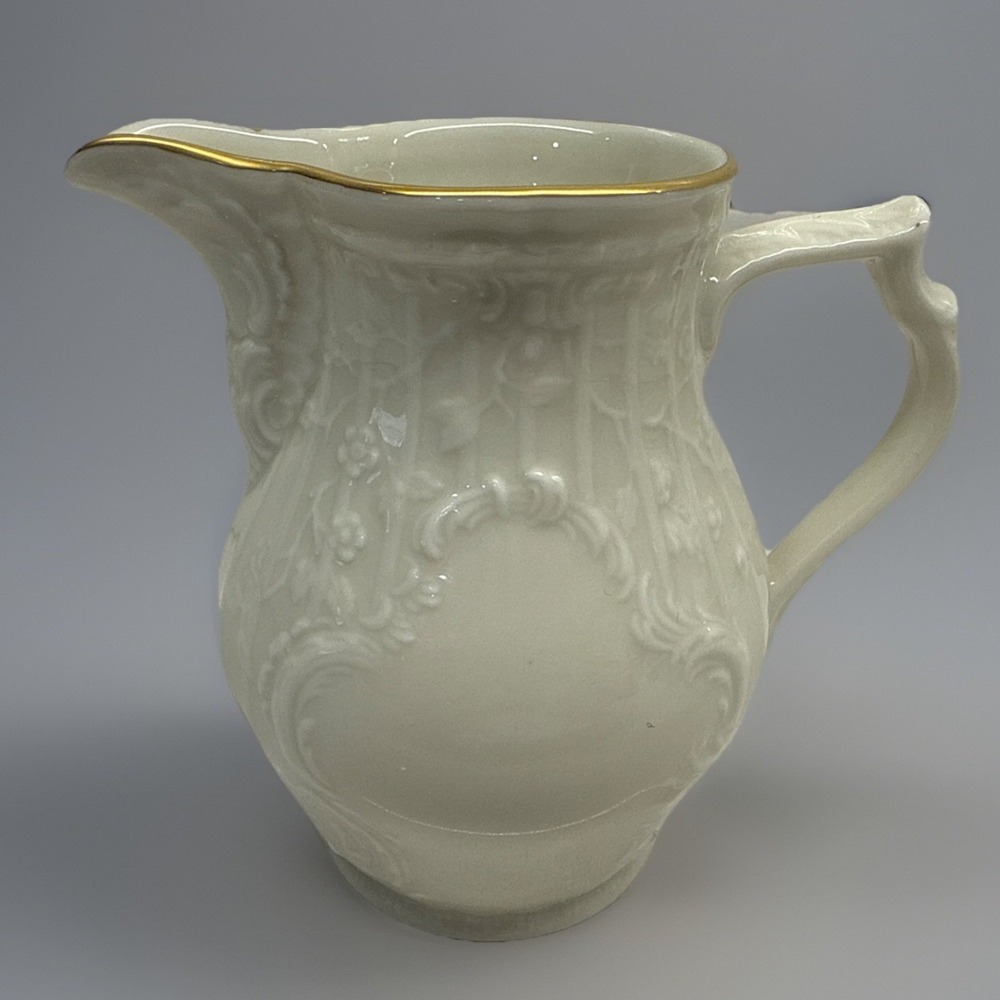 Rosenthal Classic Germany Embossed Sanssouci Ivory 6 ounce Creamer Gold Trim